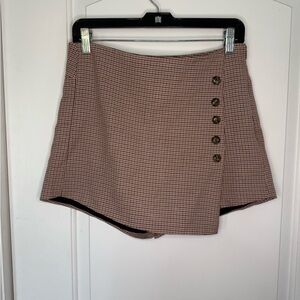 Elegant Brown Houndstooth Mini Skort